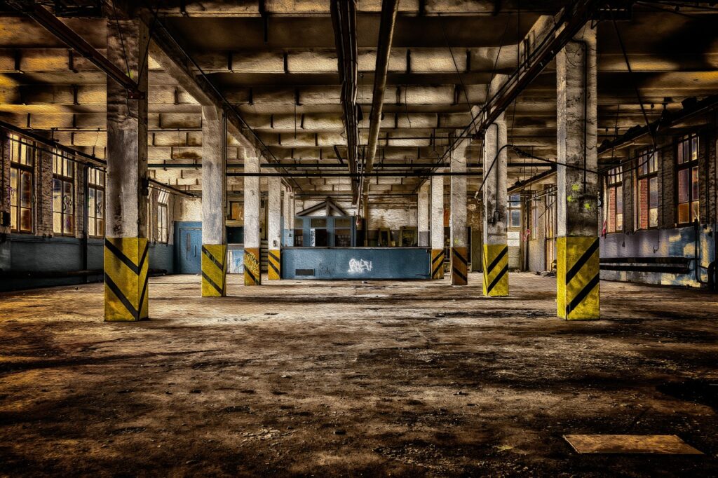 factory, hall, abandoned